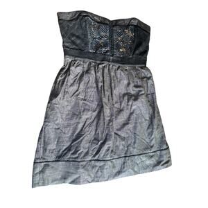 Y2K Staring at Stars Strapless Metallic Mini Dress Size 8